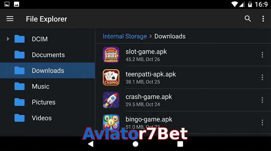 Main screen of Aviator7Bet gameapk page for PK players